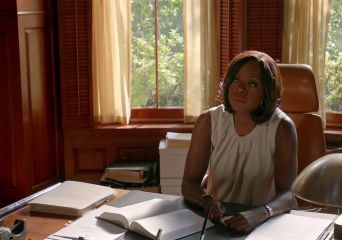 Annalise Keating's pleated neck tank top on How to Get Away With Murder