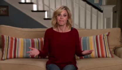 Claire Dunphy's Long-Sleeve Knit Sweater, Deep Scarlet on Modern Family