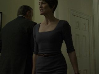 Claire Underwood's Square Neck Fitted Dress in Grey on House of Cards