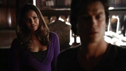 Elena Gilbert's Long-Sleeve Crossover Sweater on The Vampire Diaries