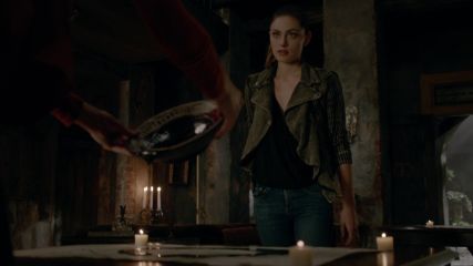 Hayley Marshall's Ruffle Moto Sweater Jacket on The Originals