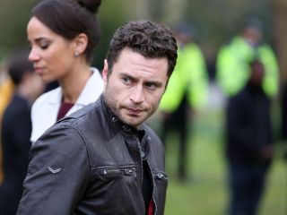 Patrick Ryan's Black Leather Biker Jacket on Guilt