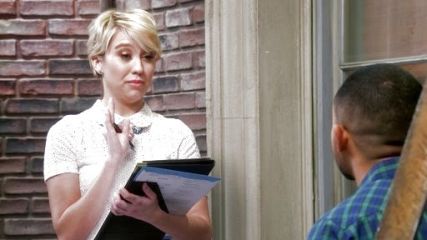 Riley Perrin's Collared eyelet tee on Baby Daddy