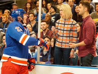 Riley Perrin's Grey and Orange Plaid Mock Neck Sweater on Baby Daddy
