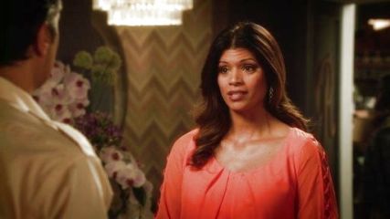 Xiomara Villanueva's 3/4-Sleeve Lattice Belted Dress on Jane the Virgin