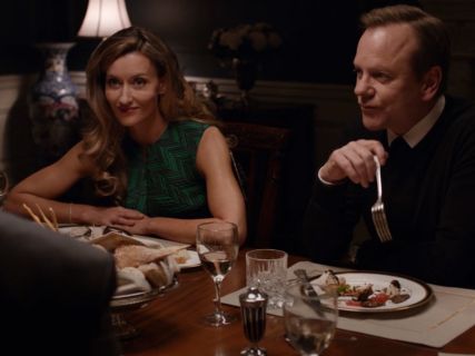 Alex Kirkman's Sleeveless Herringbone Cocktail Dress, Jade on Designated Survivor