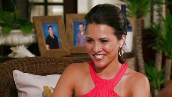 Andi Dorfman's Halter Neck Asymmetrical Gown on The Bachelorette
