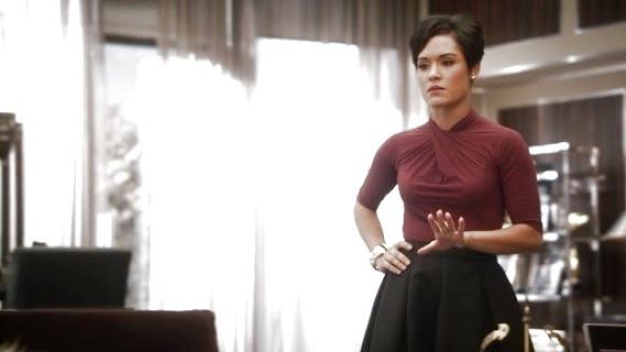 Anika Calhoun's Stretch Jersey Cross Front Blouse on Empire