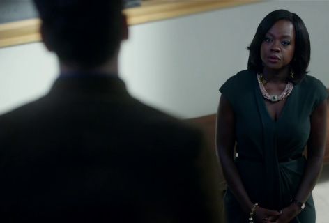 Annalise Keating's Gathered ponte dress on How to Get Away With Murder
