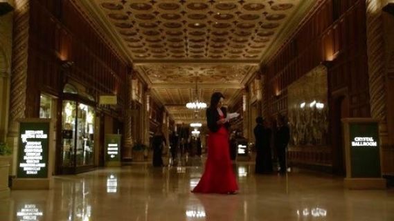 April Carver's Gracie Strapless Peplum Gown on Chasing Life