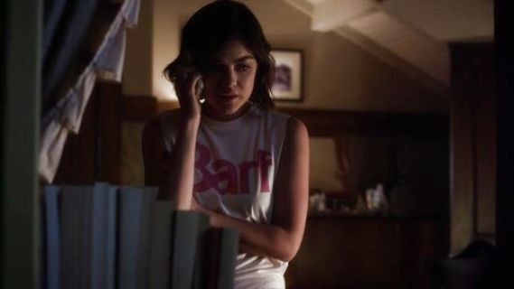 Aria Montgomery's Barf Muscle Tee on Pretty Little Liars