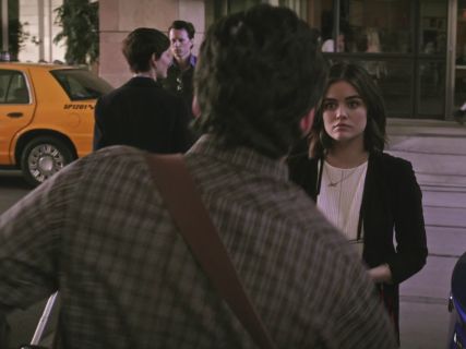 Aria Montgomery's Pleated Lace Trim Top on Pretty Little Liars