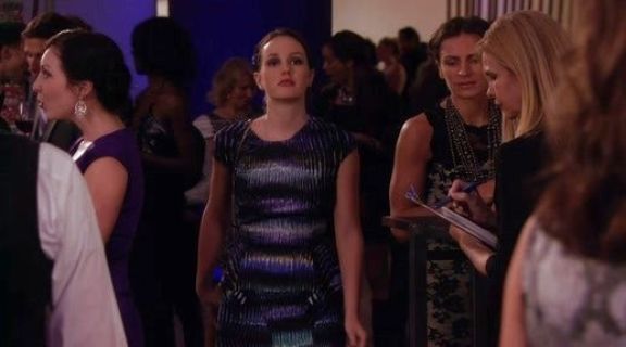 Blair Waldorf's Black and Violet Peplum Silk Top on Gossip Girl