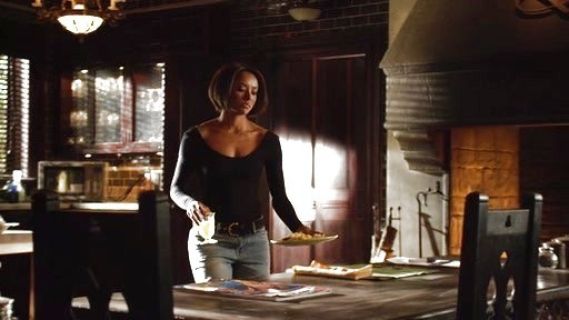Bonnie Bennett's Cotton Spandex Jersey Double U-Neck Long Sleeve Bodysuit on The Vampire Diaries