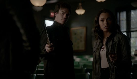 Bonnie Bennett's Lace-Up Ribbed Tank Top on The Vampire Diaries