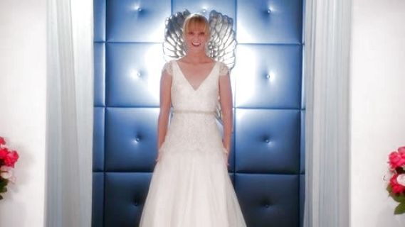 Brittany Pierce's 'Vionnet' V-Neck Metallic Lace Gown (In Stores Only) on Glee