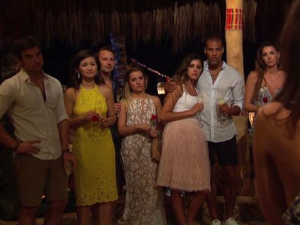 Caila Quinn's Yellow Lace Dress on Bachelor in Paradise