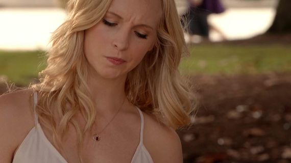 Caroline Forbes' Garnet Gemstone Wire Wrapped Briolette Teardrop Necklace on The Vampire Diaries