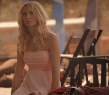 Caroline Forbes' Strapless Pleated-Bodice Dress on The Vampire Diaries