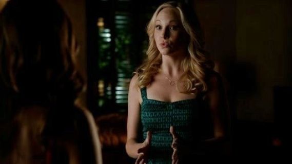 Caroline Forbes's Printed Fold Over Dress on The Vampire Diaries