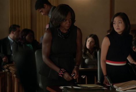 Catherine Hapstall's Knit Dress With Pleated Woven Skirt on How to Get Away With Murder