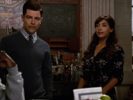 Cece Parekh's Long-Sleeve Floral-Print Silk Shirtdress, Black on New Girl
