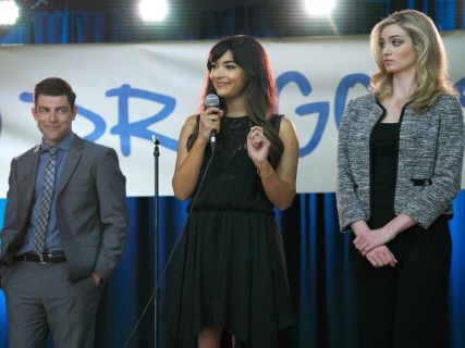 Cece Parekh's 'Meloni' Lace Inset Silk Dress on New Girl