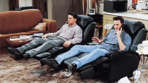 Chandler Bing's Black Leather Rocker Recliner - Friends