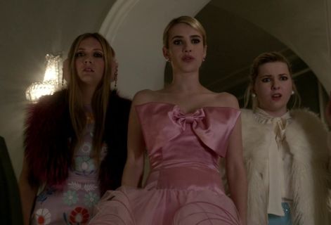 Chanel #3's Embroidered Satin Fit & Flare Dress on Scream Queens