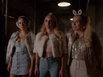 Chanel #5's Shiny Quilted Bomber Jacket on Scream Queens