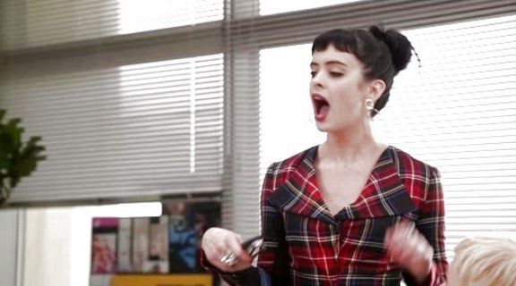 Chloe's Plaid Top on Don't Trust the B---- in Apartment 23