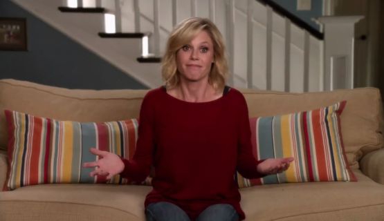 Claire Dunphy's Long-Sleeve Knit Sweater, Deep Scarlet on Modern Family