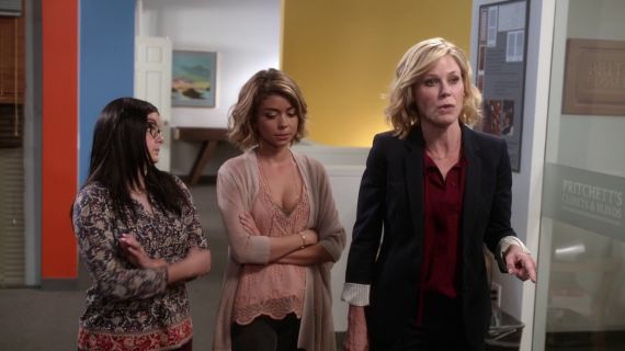 Claire Dunphy's Silk Cap-Sleeve Tie-Neck Blouse on Modern Family