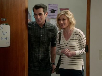 Claire Dunphy's Striped V-Neck Sweater on Modern Family