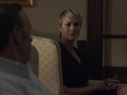 Claire Underwood's Angel Fitted Panel Dress on House of Cards