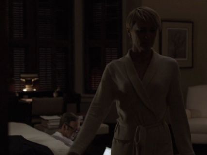 Claire Underwood's Chevron-Knit Long Cashmere Robe, Ivory on House of Cards