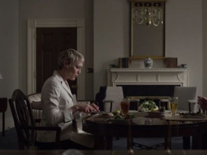 Claire Underwood's Cream Cashmere Pinstripe Jacket on House of Cards