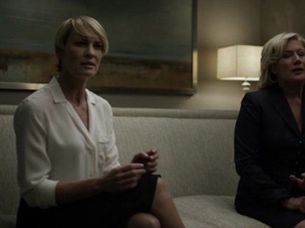 Claire Underwood's Keira Bright White Long Sleeve Oversized Shirt on House of Cards