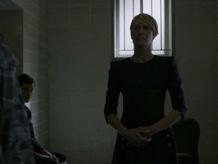 Claire Underwood's Knit Metal-Button Detail Long-Sleeve Dress (Altered) on House of Cards