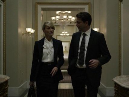 Claire Underwood's Pussy-Bow Silk-Crepe Blouse on House of Cards