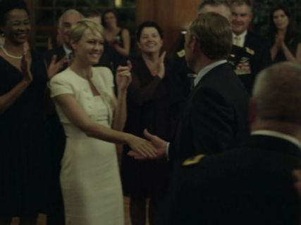 Claire Underwood's Trompe l'Oeil Bolero Dress, White on House of Cards