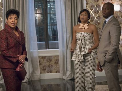 Cookie Lyon's Capote polka-dot silk-charmeuse wide-leg pants on Empire