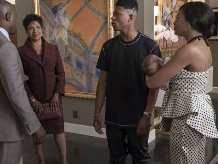 Cookie Lyon's Truman strapless polka-dot silk-charmeuse top on Empire