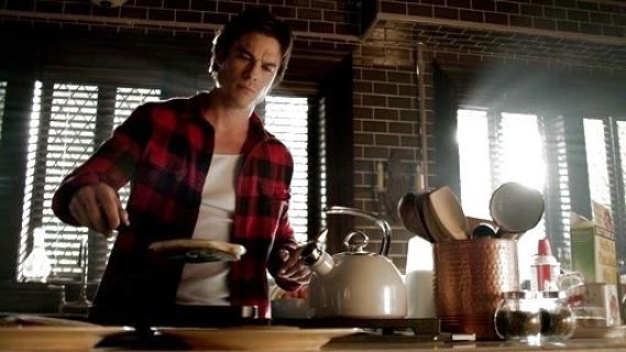 Damon Salvatore's Buffalo Plaid Flannel Button-Down Shirt on The Vampire Diaries