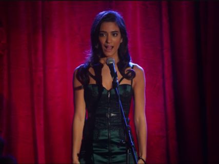 Daniela Mercado's Lace Trim Satin Bustier Dress on Devious Maids