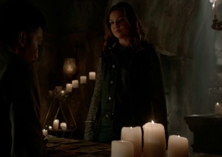 Davina Claire's Denim and Knit Hooded Jacket on The Originals