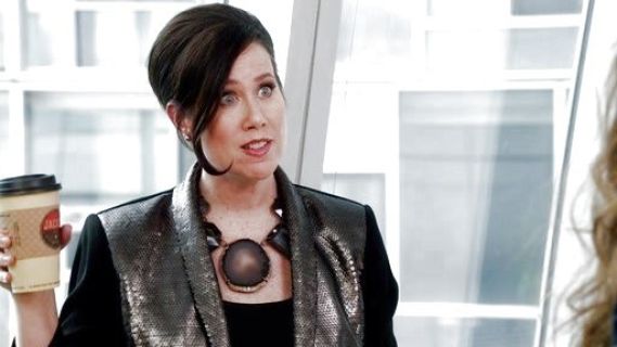 Diana Trout's Waverly Leather Trimmed Sequined-Front Blazer on Younger