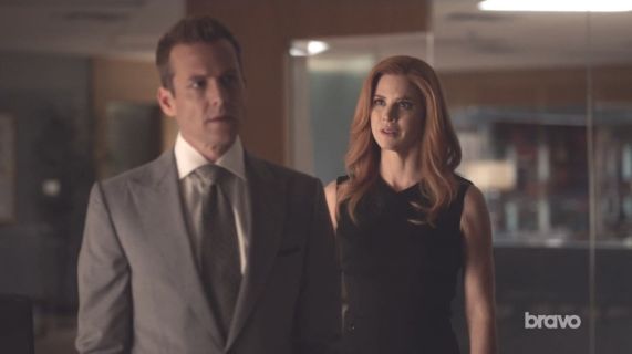 Donna Paulsen's Studded Open-Back Bias-Slit Sheath Dress on Suits