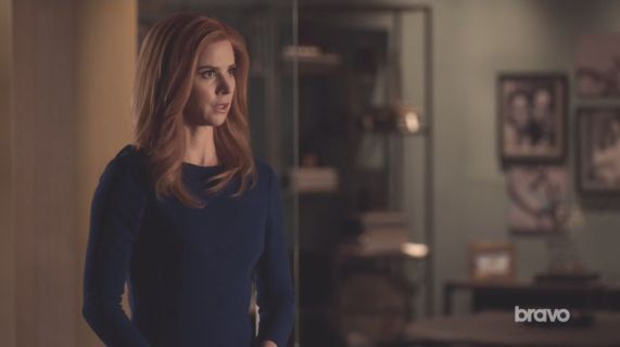 Donna Paulsen's Wool-crepe midi dress on Suits