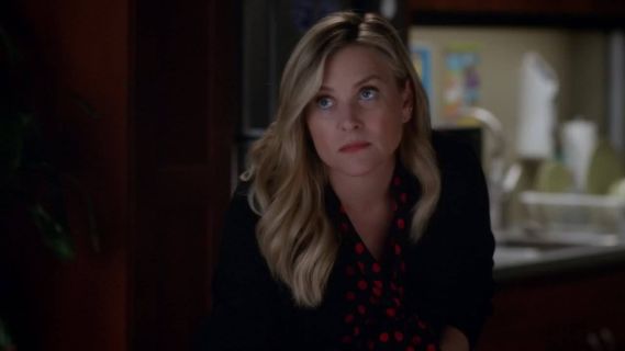 Dr. April Kepner's Pussy-bow polka-dot chiffon blouse on Grey's Anatomy